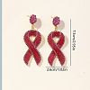 Awareness Ribbon Alloy Rhinestone Dangle Stud Earrings FS-WGFB19B-01-2