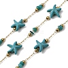 Handmade 304 Stainless Steel Synthetic Turquoise Starfish Link Chains CHS-L032-13G-05-1