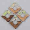 Transparent Resin & Walnut Wood Pendants RESI-S389-024A-D01-1