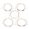 Natural Mixed Gemstone & Cultured Freshwater Pearl & Brass Beads Braided Bead Bracelets for Women BJEW-JB13203-2