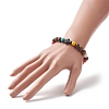 Dyed Synthetic Turquoise Cross & Wood Round Beaded Stretch Bracelet for Women BJEW-JB09276-3