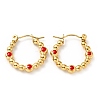 Ion Plating(IP) 304 Stainless Steel Twist Teardrop Hoop Earrings with Enamel for Women EJEW-G293-18E-G-1