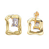 Cubic Zirconia Rectangle Stud Earrings EJEW-N011-75-1