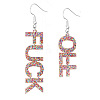 Bling Acrylic Word Fuck & Off Asymmetrical Earrings X-GIPO-PW0001-017R-1