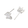 Brass Micro Pave Clear Cubic Zirconia Stud Earring Findings KK-Z099-02P-04-2