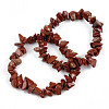 Unisex Chip Natural Red Jasper Beaded Stretch Bracelets BJEW-S143-17-1