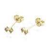 Brass Micro Pave Clear Cubic Zirconia Stud Earrings EJEW-T046-31G-NF-1