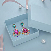 FIBLOOM 2 Pairs 2 Colors Rhinestone Teardrop Dangle Stud Earrings EJEW-FI0001-99-7