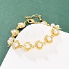 Brass & White Round ABS Plastic Pearl Shell Shape Link Chain Bracelets for Women BJEW-L707-03G-1