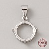 Rhodium Plated 925 Sterling Silver Open Back Bezel Pendant Cabochon Settings STER-WH0004-018C-1