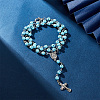 Sky Blue Acrylic Rosary Bead Necklaces NJEW-AB00002-4