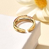 Brass Micro Pave Clear Cubic Zirconia Cuff Rings for Women RJEW-U040-02G-01-3