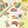 14Pcs 7 Shapes Rainbow Style Printed Acrylic Glitter Powder Pendants OACR-CJ0001-93-3