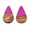 Transparent Resin & Walnut Wood Pendants RESI-N025-030-C05-1