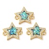 Rack Plating Brass Micro Pave Clear Cubic Zirconia Star Connector Charms KK-K385-097G-1