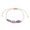 Natural Mixed Gemstone Colunm Braided Bead Bracelet BJEW-JB09761-3