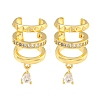 Brass Micro Pave Cubic Zirconia Cuff Earrings X-EJEW-C104-083G-1