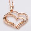 Trendy Real Rose Gold Plated Eco-Friendly Tin Alloy Love Heart To Heart Pendant Necklaces NJEW-BB13778-G-2