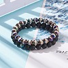 2Pcs 2 Style Natural Lava Rock & Agate Round Beaded Stretch Bracelets Set BJEW-JB08318-2