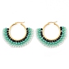 304 Stainless Steel & Bohemian Beaded Fan Hoop Earrings for Women EJEW-R001-01G-03-2