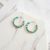 Natural Turquoise Beaded Hoop Earrings EJEW-L294-003G-02-2