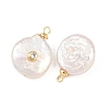 Brass Micro Pave Cubic Zirconia with Natural Pearl Pendants KK-Z146-07C-01-2