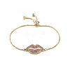 Adjustable Brass Micro Pave Cubic Zirconia Bolo Bracelets BJEW-F297-51G-1