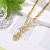 Heart & Rose Brass Pendant Necklace 304 Stainless Steel Chains for Women NJEW-JN04088-2