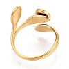 Leaf 304 Stainless Steel Cuff Ring Components STAS-T066-22G-3