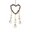 Heart Natural Red Jasper Chips Hanging Ornaments HJEW-G024-01F-2