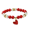 Valentine's Day Natural Dyed Mashan Jade Beaded Stretch Bracelets for Women BJEW-TA00575-2