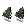 Christmas Printed Wood Stud Earrings for Women EJEW-U025-01I-2