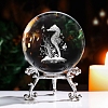 Inner Carving Sea Horse Glass Crystal Ball Diaplay Decoration PW-WG5C3D3-01-1