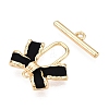 Brass Matte Style Spray Painted Toggle Clasps KK-N054-155G-2