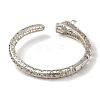 Brass Pave Clear & Green Cubic Zirconia Leopard Open Cuff Bangle for Women BJEW-K246-20D-P-3