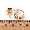 Brass Micro Pave Colorful Cubic Zirconia Clip-on Earring Findings KK-K382-37G-3