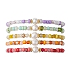 Grass Seed & Natural Pearl Beaded Stretch Bracelets for Women BJEW-JB09705-1