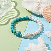 8mm Round Two Tone Synthetic Turquoise Beaded Stretch Bracelets BJEW-JB10659-2