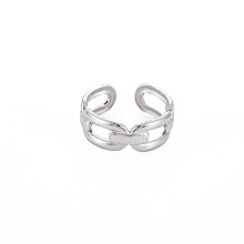304 Stainless Steel Hollow Open Cuff Ring for Women RJEW-S405-223P