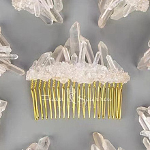 Natural Raw Quartz Crystal Chip Combs. with Alloy Findings PW23032197792