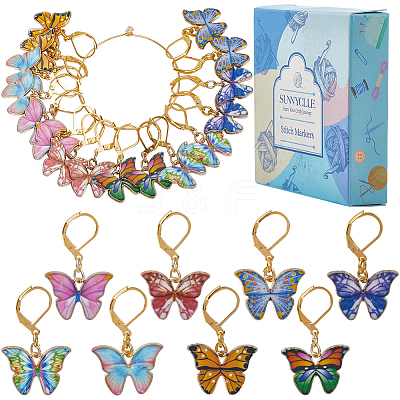 Alloy Enamel Butterfly Pendant Decoratoins HJEW-SC00042-1