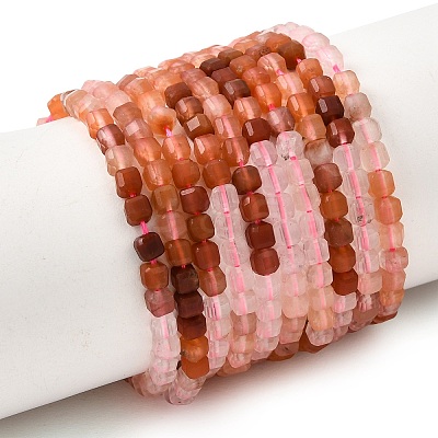Gradient Natural Red Rabbit Hair Rutilated Quartz & Natural Rose Quartz Beads Strands GG-CBA4808-B02-02-1