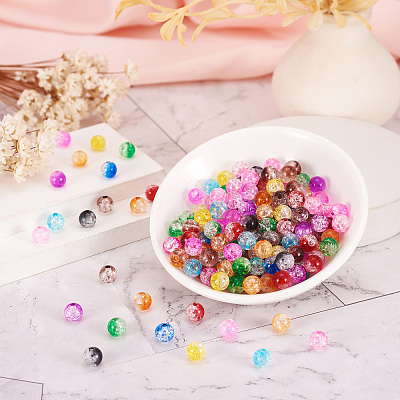 Two Tone Transparent Crackle Acrylic Beads CACR-TA0001-01-1
