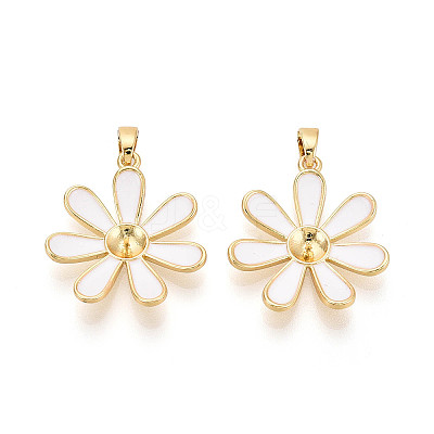 Brass with Enamel Cup Pearl Peg Bails Pin Pendants KK-T079-30G-1