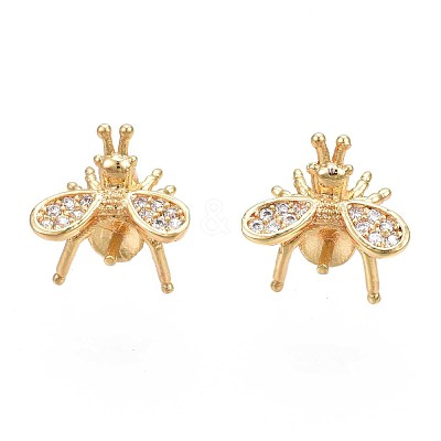 Brass Micro Pave Cubic Zirconia Stud Earring Findings KK-N233-044-01-1