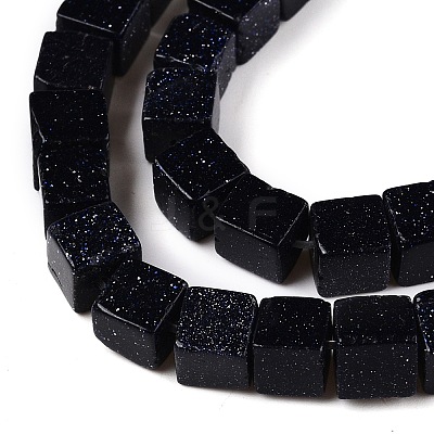 Synthetic Blue Goldstone Beads Strands G-T139-6x6-18B-1