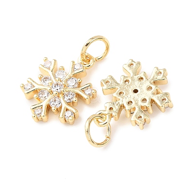 Rack Plating Brass Micro Pave Clear Cubic Zirconia Pendants KK-B093-04A-G-1