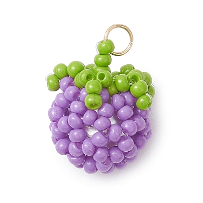 Glass Seed Beaded Tomato Pendants PALLOY-MZ01081-1