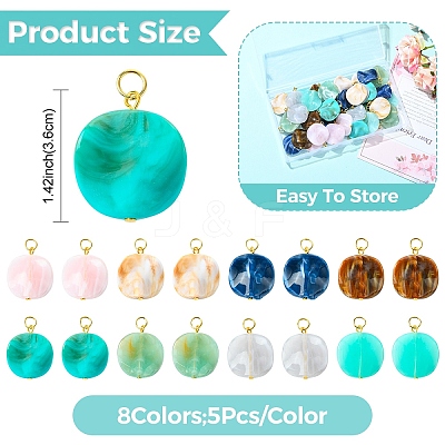 40Pcs 8 Styles Acrylic Pendants PALLOY-YW00204-1