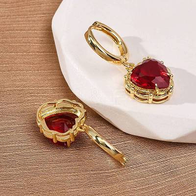 Valentine's Day Heart Brass & Glass Hoop Earrings EJEW-Z164-23G-01-1